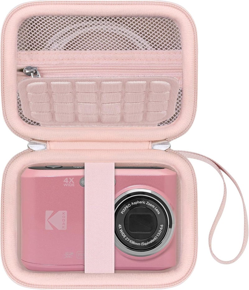 Canboc Carrying Case for Kodak PIXPRO FZ55/ FZ45 16MP Digital Camera, FZ45 Video Vlogging Camera Bag, Mesh Pocket fit Cable, SD Card, Pink (Case Only) - Image 1